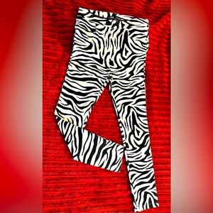 Comfortable form fitting zebra print dress pants